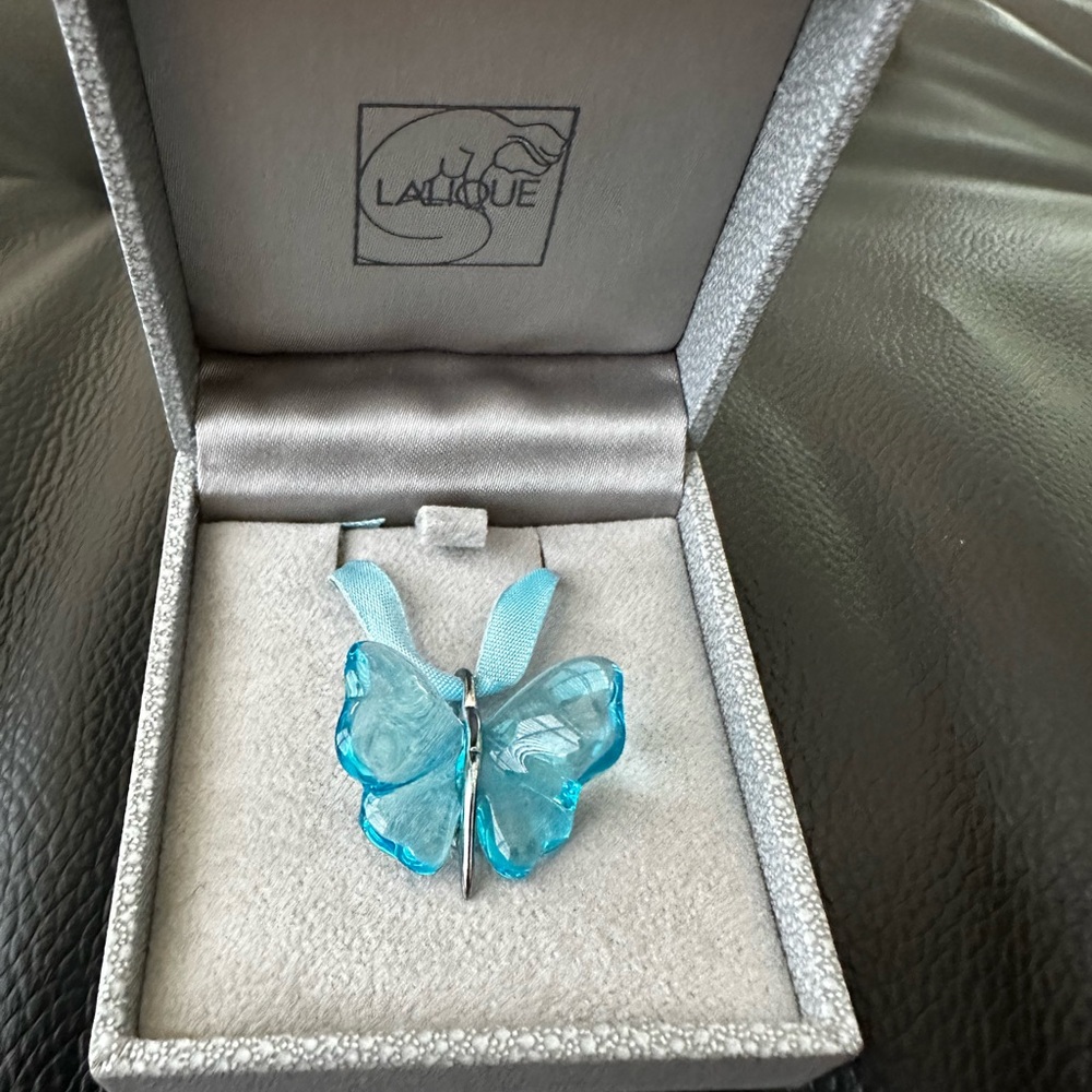 Lalique Blue Butterfly Pendant